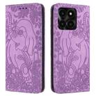 For Honor X6a / X6b Retro Elephant Embossed Leather Phone Case(Purple) - 1