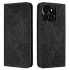 For Honor X6a / X6b Retro Elephant Embossed Leather Phone Case(Black) - 1