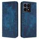 For Honor X8a Retro Elephant Embossed Leather Phone Case(Blue) - 1