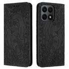 For Honor X8a Retro Elephant Embossed Leather Phone Case(Black) - 1