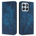 For Honor X8b Retro Elephant Embossed Leather Phone Case(Blue) - 1