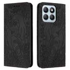 For Honor X8b Retro Elephant Embossed Leather Phone Case(Black) - 1