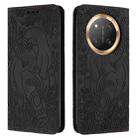 For Honor Magic7 Lite Retro Elephant Embossed Leather Phone Case(Black) - 1