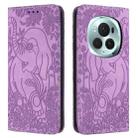 For Honor Magic6 Pro Retro Elephant Embossed Leather Phone Case(Purple) - 1