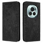 For Honor Magic6 Pro Retro Elephant Embossed Leather Phone Case(Black) - 1