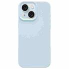 For iPhone 15 Plus Dopamine Simple Imitation Liquid Silicone Phone Case(Cream Blue) - 1