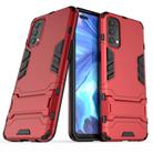 For OPPO Reno4 PC + TPU Shockproof Protective Case with Invisible Holder(Red) - 1