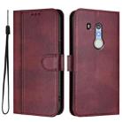 For Fujitsu Arrows Be3 F-02L Line Splicing Buckle Retro Leather Phone Case(Wine Red) - 2