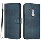 For Fujitsu Arrows Be3 F-02L Line Splicing Buckle Retro Leather Phone Case(Dark Blue) - 2