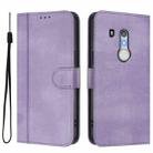 For Fujitsu Arrows Be3 F-02L Line Splicing Buckle Retro Leather Phone Case(Purple) - 2