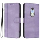 For Fujitsu Arrows Be4 F-41A Line Splicing Buckle Retro Leather Phone Case(Purple) - 2
