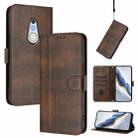 For Fujitsu Arrows Be4 F-41A Line Splicing Buckle Retro Leather Phone Case(Brown) - 1