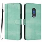 For Fujitsu Arrow Be4 Plus F-41B Line Splicing Buckle Retro Leather Phone Case(Mint) - 2