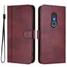 For Fujitsu Arrow Be4 Plus F-41B Line Splicing Buckle Retro Leather Phone Case(Wine Red) - 2