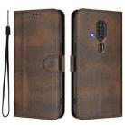 For Fujitsu FCNT Rakuraku F-53E Line Splicing Buckle Retro Leather Phone Case(Brown) - 2