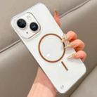 For iPhone 15 Plus Half Frame Transparent PC MagSafe Phone Case(Brown) - 1