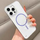 For iPhone 14 Pro Half Frame Transparent PC MagSafe Phone Case(Purple) - 1