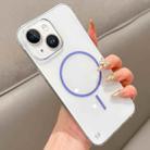 For iPhone 14 Plus Half Frame Transparent PC MagSafe Phone Case(Purple) - 1