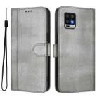 For Sharp Aquos Air / Aquos Zero6 Line Splicing Buckle Retro Leather Phone Case(Grey) - 2