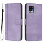 For Sharp Aquos Air / Aquos Zero6 Line Splicing Buckle Retro Leather Phone Case(Purple) - 2
