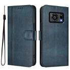 For Sharp Aquos R6 SH-51B Line Splicing Buckle Retro Leather Phone Case(Dark Blue) - 2