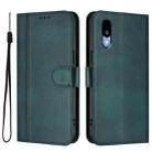 For Sharp Basio Active3 Line Splicing Buckle Retro Leather Phone Case(Dark Green) - 2