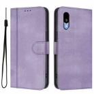 For Sharp Basio Active3 Line Splicing Buckle Retro Leather Phone Case(Purple) - 2