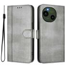 For Sharp Aquos R9 Line Splicing Buckle Retro Leather Phone Case(Grey) - 2