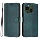 For Sharp Aquos R9 Line Splicing Buckle Retro Leather Phone Case(Dark Green) - 2