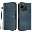 For Sharp Aquos R9 Line Splicing Buckle Retro Leather Phone Case(Dark Blue) - 2
