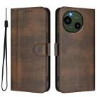For Sharp Aquos R9 Line Splicing Buckle Retro Leather Phone Case(Brown) - 2