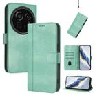 For Sharp Aquos R9 Pro Line Splicing Buckle Retro Leather Phone Case(Mint) - 1