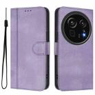 For Sharp Aquos R9 Pro Line Splicing Buckle Retro Leather Phone Case(Purple) - 2