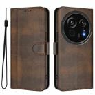 For Sharp Aquos R9 Pro Line Splicing Buckle Retro Leather Phone Case(Brown) - 2
