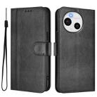 For Sharp Aquos Sense9 Plus Line Splicing Buckle Retro Leather Phone Case(Black) - 2