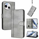 For Sharp Aquos Sense9 Plus Line Splicing Buckle Retro Leather Phone Case(Grey) - 1