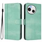 For Sharp Aquos Sense9 Line Splicing Buckle Retro Leather Phone Case(Mint) - 2