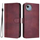 For Sharp Aquos wish4 Line Splicing Buckle Retro Leather Phone Case(Wine Red) - 2