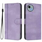 For Sharp Aquos wish4 Line Splicing Buckle Retro Leather Phone Case(Purple) - 2