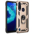 For Motorola Moto G8 Power Lite Shockproof TPU + PC Protective Case with 360 Degree Rotating Holder(Gold) - 1