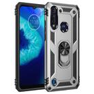 For Motorola Moto G8 Power Lite Shockproof TPU + PC Protective Case with 360 Degree Rotating Holder(Silver) - 1