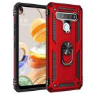 For LG Q61 Shockproof TPU + PC Protective Case with 360 Degree Rotating Holder(Red) - 1