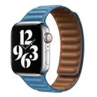 For Apple Watch Series 9&8&7 41mm / SE 3&SE 2&6&SE&5&4 40mm / 3&2&1 38mm Leather Watch Band (Chrysanthemum Blue) - 1