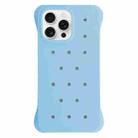 For iPhone 16 Pro Max Solid Color Holes Heat Dissipation PC Shockproof Phone Case(Light Blue) - 1