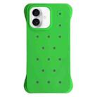 For iPhone 16 Plus Solid Color Holes Heat Dissipation PC Shockproof Phone Case(Green) - 1