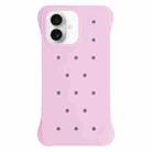For iPhone 16 Plus Solid Color Holes Heat Dissipation PC Shockproof Phone Case(Pink) - 1