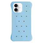For iPhone 16 Solid Color Holes Heat Dissipation PC Shockproof Phone Case(Light Blue) - 1