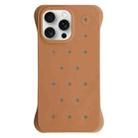 For iPhone 15 Pro Max Solid Color Holes Heat Dissipation PC Shockproof Phone Case(Brown) - 1