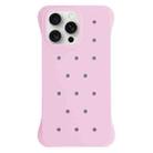 For iPhone 15 Pro Solid Color Holes Heat Dissipation PC Shockproof Phone Case(Pink) - 1