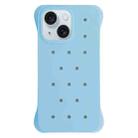 For iPhone 15 Plus Solid Color Holes Heat Dissipation PC Shockproof Phone Case(Light Blue) - 1